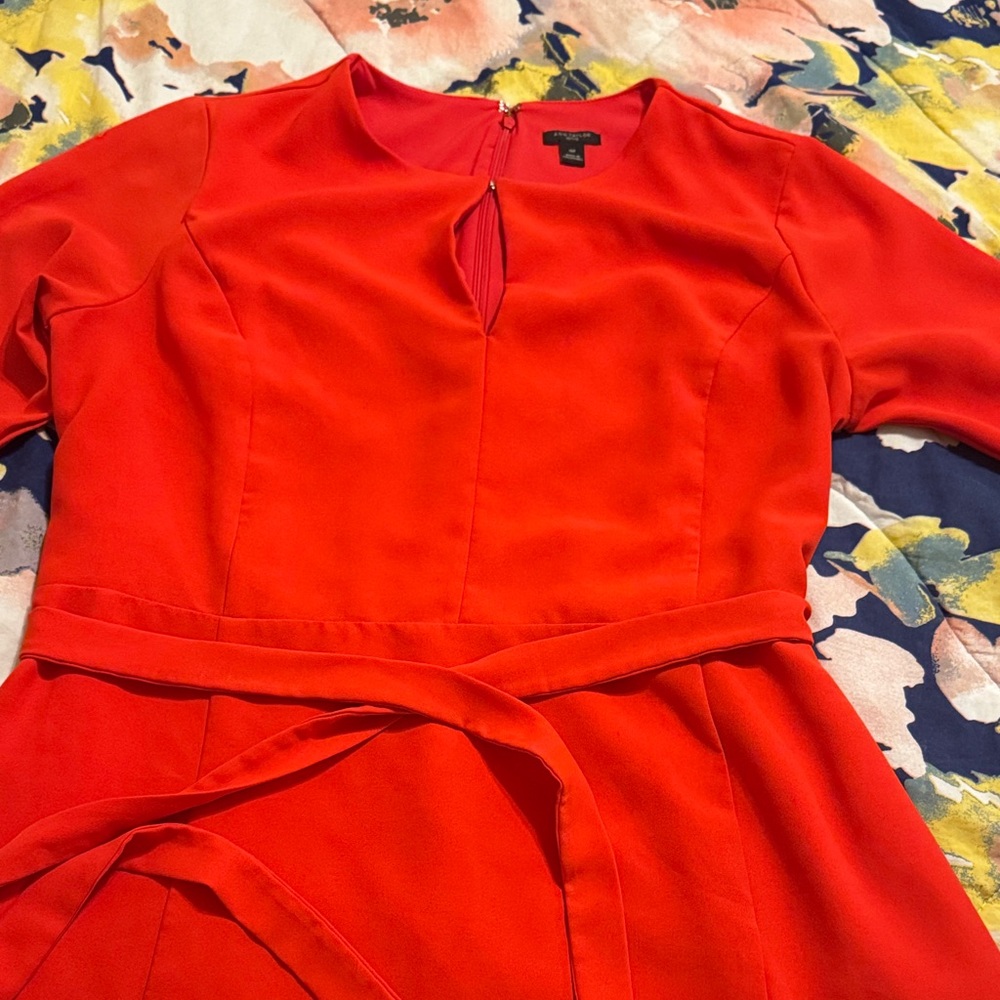 Ann Taylor Vibrant Red Long Sleeve Dress